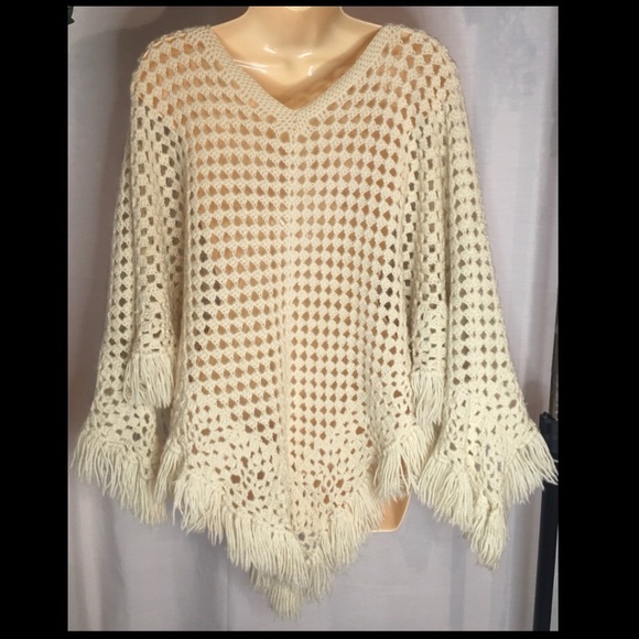 Hand Crafted Jackets & Blazers - Gorgeous vintage crochet poncho in lemon 🍋 Great for those upcoming winter days